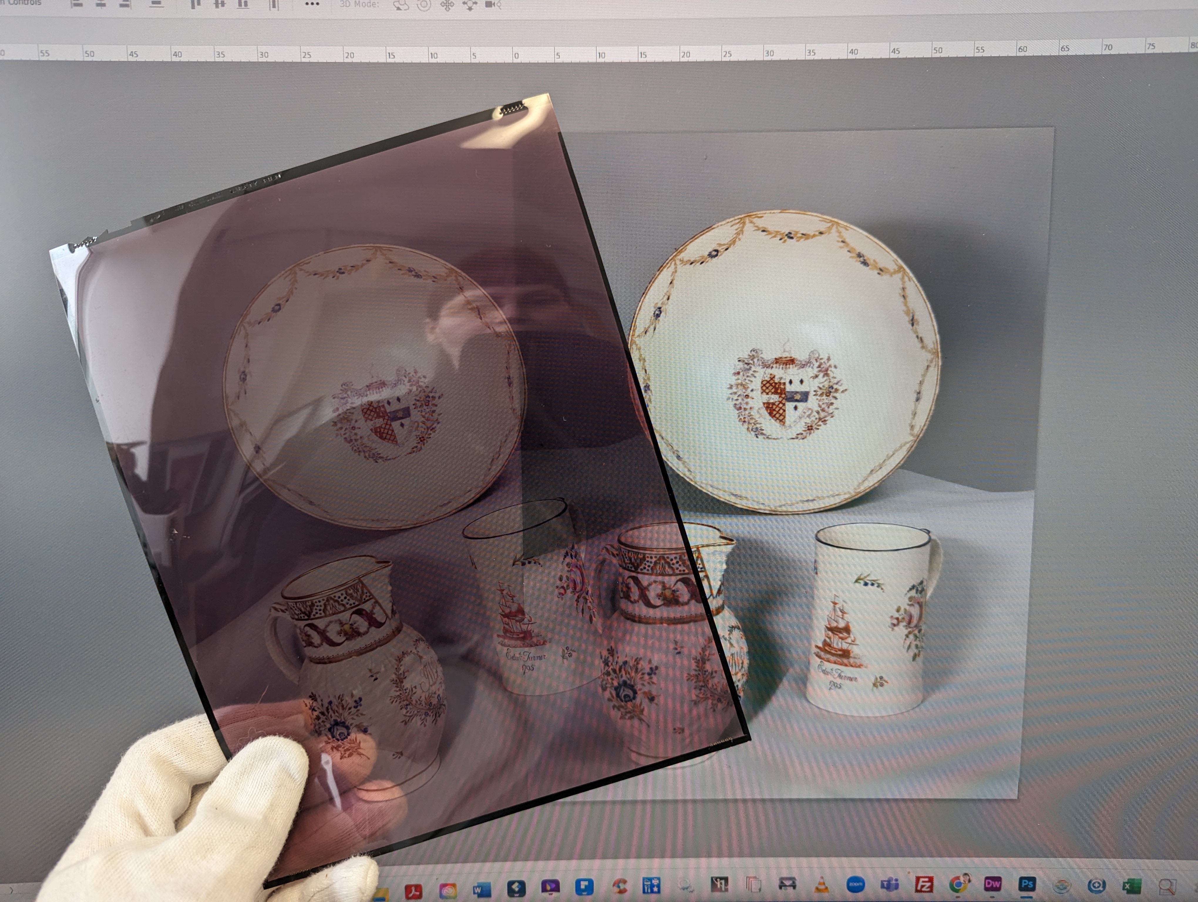 Preparation of glass plates for digitisation